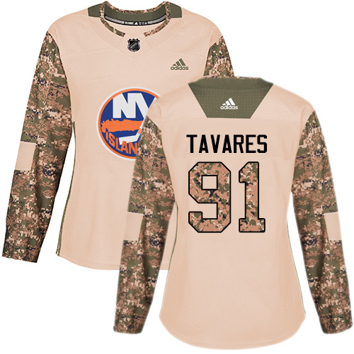 Adidas Islanders #91 John Tavares Camo Authentic Veterans Day Women's Stitched NHL Jersey - Click Image to Close